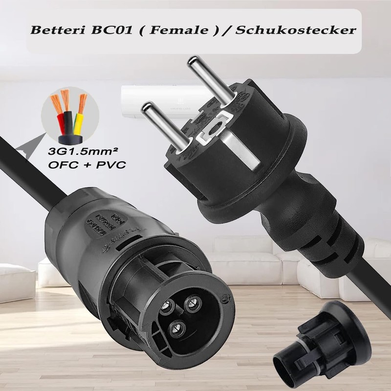 Betteri BC01 AC Cable 5 m, Balcony Power Station Connection