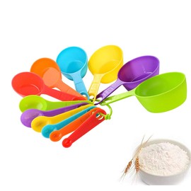 12-piece plastic measuring cup and spoon, measuring cup and spoon set, set colors for kitchen cooking and bathing (color random)
