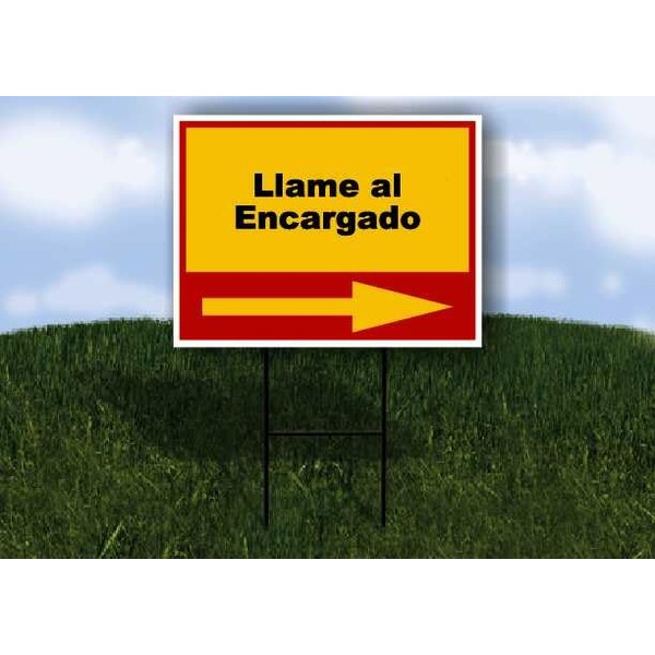 Llame al Encargado Spanish Red Yellow Right Arrow 1 Single