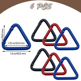 DHER Pack of 6 Outdoor Backpack Webbing Buckle, Triangular Mountaineering Buckle Carabiner Aluminium Alloy Triangle Carabiner, Multifunctional Triangle Spring Key Ring (A 32 mm)