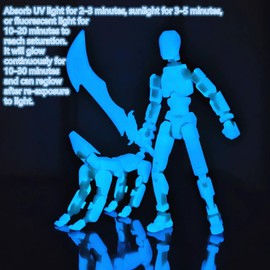 masijssa T13 Action Figures (Grow in The Dark Blue) Titan 13 Action Figures T13 3D Action Figure Set Already Assembled Dummy 13 Nova T-13 Robot 3D Printed Multi-Jointed Movable Toy (Blue Blue + Dog)