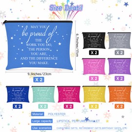 20 Regalos Inspiradores Bolsas de Cosméticos de May You Be Proud Bolsa Cosmética Regalo Motivacional Neceser de Lona con Cremallera Bolsas de Maquillaje de Agradecimiento para Regalo (Multicolor)