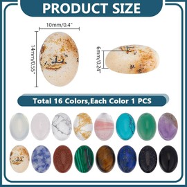 HOBBIESAY 16 Stück 16 Stile Stein Cabochons Flache Rückseite Natürlicher Synthetischer Stein Edelsteine Flacher Runder Cabochon Bunter Edelstein Für Die Schmuckherstellung 14x10x6mm