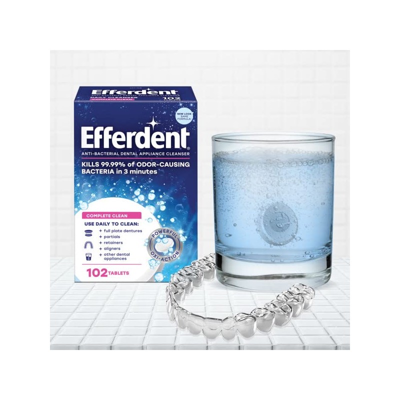 Efferdent Denture Cleanser Tablets, Complete Clean, Cleanser for Retainer and