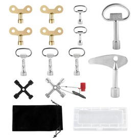 KAHOUI Pack of 13 Universal Control Cabinet Keys, 4-Way Multifunctional Square Key, Triangular Key Tap Key, Multi-Purpose 4-Point Key for Meter Box, Water Meter