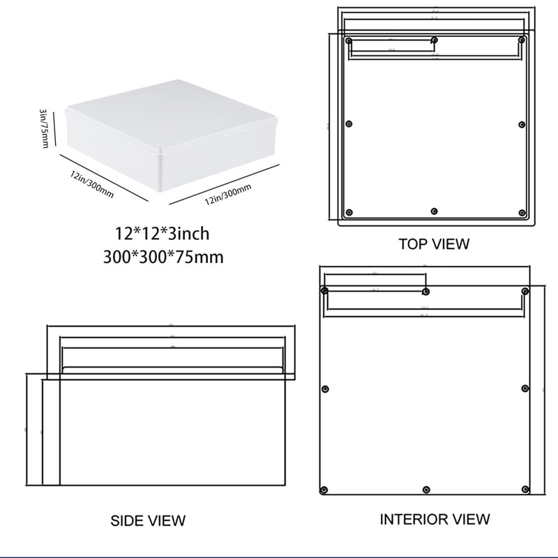 12" x 12" x 3" PVC Plastic Dustproof Waterproof Box