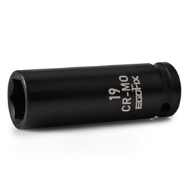EGOFIX 1/2" Drive Deep Impact Socket, 19mm Socket, CR-MO, Metric, 6 Point