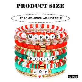 TOFBS Women's Polymer Clay Christmas Bangles Stackable Bracelet Kit Colourful Friendship Bracelets for Girlfriend Mother Wife Festive Gift, Fimo, Fimo
