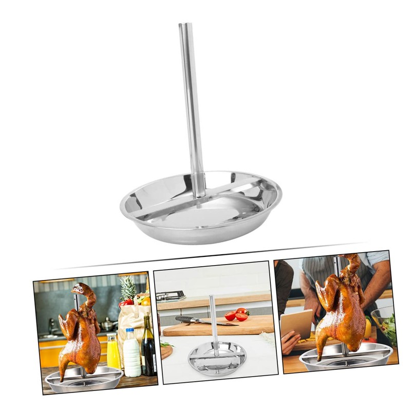 GRIRIW Stainless Steel Chicken Roaster Rack Ergonomic Design for Outdoor