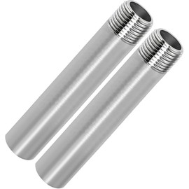 Fitvell Stainless Steel Pipe Fitting 1/2" NPT Male x 1/2" NPT Female Thread Nipple Cast Pipe 6"（150mm) Length 2PCS