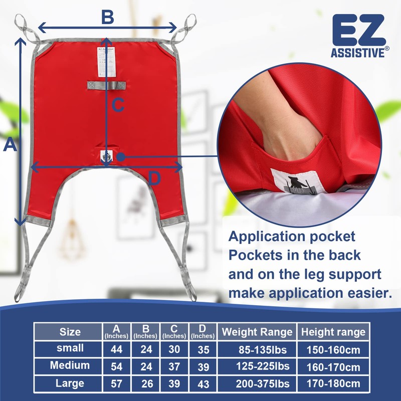 EZ Assistive Patient Lift Divided Leg Sling with Lower Back,