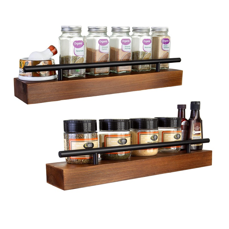 Ripple Creek Floating Shelf Spice Rack - Multipurpose Pantry, Kitchen