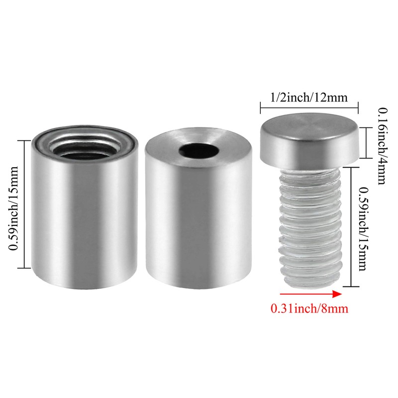 Luomorgo 24 Pcs 1/2" x 0.78" Stainless Steel Standoff Screws,
