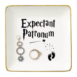 Topthink Expectant Patronum - Mom to Be Gift - Have a Baby Gift - Funny Mom Pregnancy Announcement Gift - Baby Reveal Gift for New Mom Mother - Ceramic Jewelry Holder Ring Dish Trinket Tray