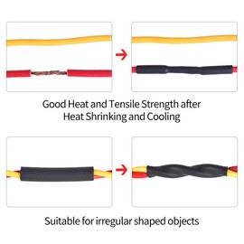 Purple-fox 3:1 Heat Shrink Tubing Adhesive-Lined Heat Shrinkable Tube Waterproof Insulation Sealing DIY Black (Dia 1/8"(3.2mm))