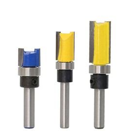 AIMALL 3PCS 1/4" Shank Flush Trim Router Bit Set with Top Bearing, Steel Alloy Milling Cutter Kit for Woodworking, Template Trimming and Edge Finishing