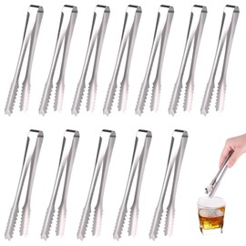 TUPARKA 12 Pack Ice Sugar Tongs Stainless Steel Small Serving Tongs Serving Silver Tongs for Wedding Birthday Party Coffee Kitchen Bar
