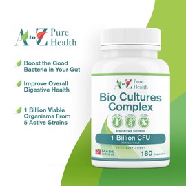 Premium Bio Cultures Complex 180 Capsules (6 Month’s Supply) | High Strength Probiotic | Vegan Multi Strain Probiotic | Lactobacillus Acidophilus & Bifidobacterium | Supports Digestive Health