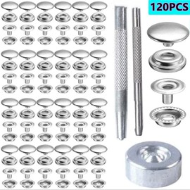 APRUNM 100 Pieces of Stainless Steel snap Set 15 Pieces of mm snap Button snap Cap with Pliers and 3 Pieces of Tools for Canvas Bag Leather DIY Craft