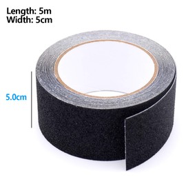 Anti Slip Tape,YMWALK Black High Traction Grit Non Slip Pad, Strong Grip Abrasive Non-Slip Tape Abrasive Tape Safety Track Tape for Stairs, Tread Step, Outdoors and Indoors (5cm x5m)