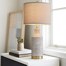 USumkky 25" Modern Ceramic Lamps Single Table Lamp for Living Room Bedroom Farmhouse Nightstand Bedside Lamps