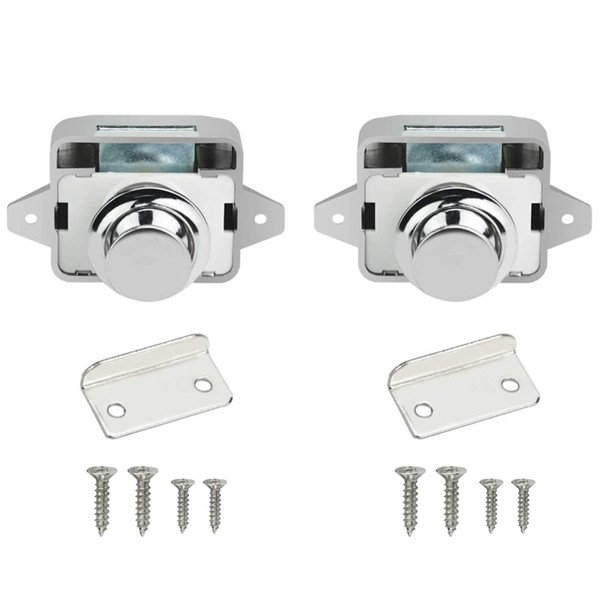 2PCS Push Button Latch Catch Drawer Replacement Keyless Door Lock
