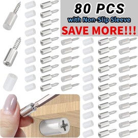 Self-Tapping Screws Cabinet Laminate Support, New Shelf Pins with Non-Slip Sleeve, Shelf Holder Steel Pin Peg Self Drilling Screws, Self-Tapping Integrated Screws Cabinet Laminate for Kitchen Cabinets, Bookcases, Wardrobes, Glass Furniture:_80 PCS（Save More！）