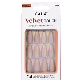 CALA. - "Velvet Touch" uñas postizas medianas (24 uñas postizas en 12 tamaños, rosa con terminado magnético)