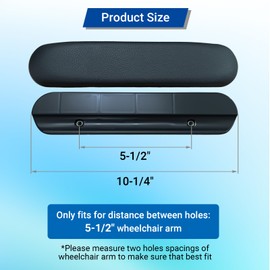 Universal Replacement for Wheelchair & Transport Chair Arm Rests - 10-1/4" Length with 5-1/2" Hole Spacing, Leather Look (1 Pair)