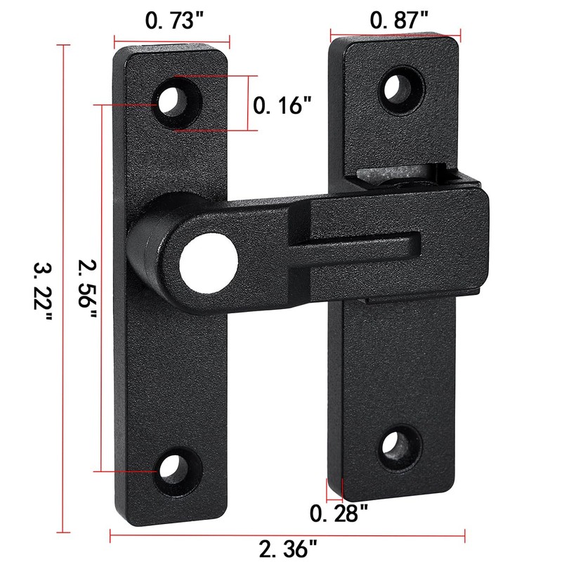 Wocoe 3 Packs Black Flip Barn Door Lock-180 Degree Barn