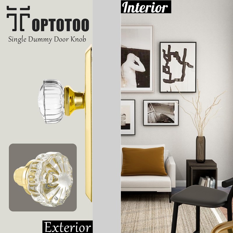 ToPToToo Single-Side Glass Dummy Door Knobs,Inactive Door Knobs for Closet,Antique