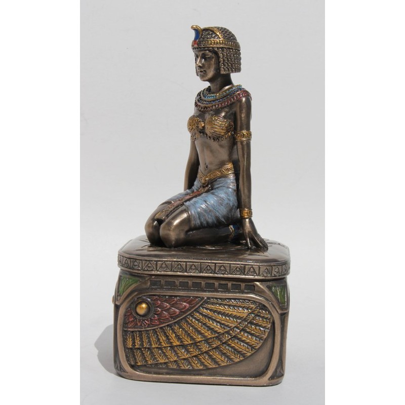 Trinket Box, Kneeling Egyptian Queen, Cold Cast Bronze