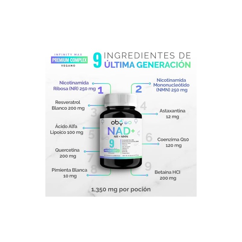 Nad Trans Resveratrol Combinación Superior Nmn Nicotinamida Ribosa Fortalecido Ingredientes