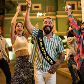 The Man The Myth The Legend - Men’s Birthday Sash, Bachelor Party Sash, Retirement Party Sash, Father's Day Party Supplies, Decorations, Ideas, Gifts, Large Enough Size (35.4x3.74 inch) Black+Gold