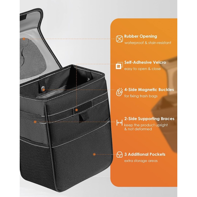 HOTOR Car Trash Can - 3.5 Gallon Ultra Large Car