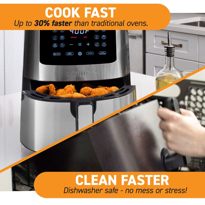 Gourmia 4-Qt Digital Air Fryer with Guided Cooking, Easy Clean,