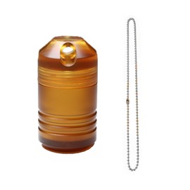 LULAOLIU Titanium PEI Pill Container with Keychain & Necklace,Waterproof Pill Box, EDC Portable Pill Container for Portable Mini Size Pill Box Case for Outdoor Travel Camping (PEI-Cylinder)
