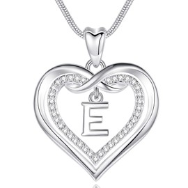 EUDORA Harmony Ball Initial Necklaces for Women Girls, CZ Double Heart Letter E Pendant, Alphabet Infinity Love Heart Necklace Jewelry Gifts for Wife Girlfriends Mom