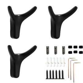 JRZXTWL Bullhorn Single Wall Hook, Metal Heavy Hook, Home Decoration Gift, Single Hook 3-Piece Set (Black