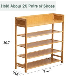 latifolia Bamboo Shoe Rack, 5-Tier Shoe Rack Organizer for Entryway Hallway Closet, Stackable(31.50''L)