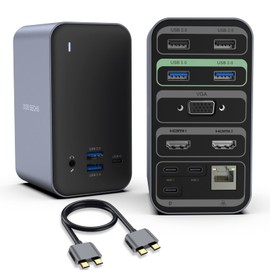 DOB SECHS for MacBook Pro Docking Station Dual Monitor, 15-in-2 Dual Display USB C Laptop Docking Station for MacBook Pro/Air with 2 4K HDMI, VGA, USB-C & 6 USB, 87W Charge, RJ45, 3.5mm Audio, PD3.0