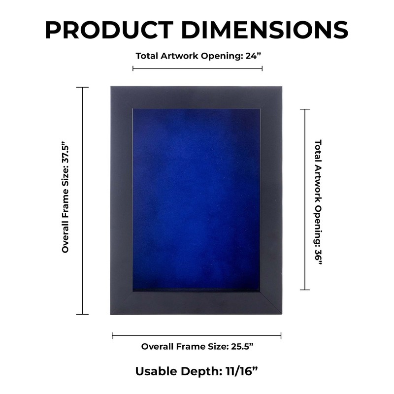 24x36 Shadow Box Frame Black Wood | with a 3/4"