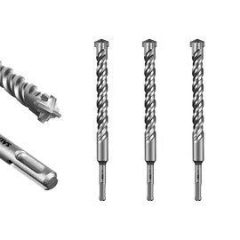 SALI 3PCS 7/8"*10" SDS Plus Rotary Hammer Drill Bit Concrete Drill Bit Kit Cross-Type Double Thread Carbide Material Suitable for Brick, Cement Walls, Stone, Hammer Drill Bits