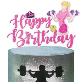 Decoración para tartas de gimnasio femenino, decoración para tartas de levantamiento de pesas, decoración deportiva para tartas de fitness, levantamiento de pesas