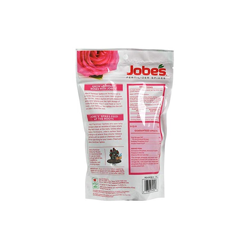 Jobe's 4102 Rose Outdoor Fertilizer Food Spikes, 10 Pieces, 16