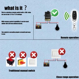 VONVOFF Wireless Remote Switch DC 8V/12V/24V/48V/72V/86V 30A Relay RF Remote Control 328ft Long Range for Anti-Theft Alarms Security Systems Roller Lind Door