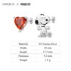 GNOCE Peanuts Find Your True Love Snoopy Heart Stud Earrings