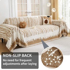 HAOMAIJIA Boho Sofa Covers Couch Covers for 3 Cushion Couch Sofa Pet Friendly Soft Thick Non Slip Couch Cover for Dogs Washable Sectional Couch Covers L Shape Furniture Protecto (XF-Khaki, 71"x134")