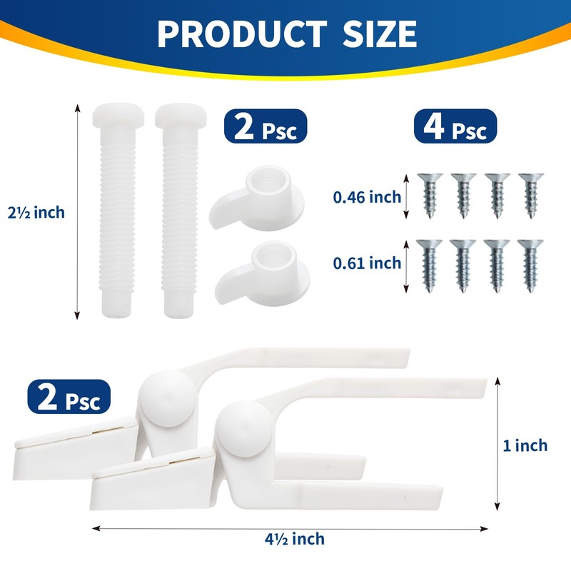 Toilet Seat Hinge Lncludes Plastic Bolts Kit Fits Most plastic