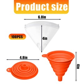 Zpana 100PCS Car Paint Strainers Paper Cone with 1PC Silicone Funnel Filter, Disposable Paper Mixing Cup Strainer for Auto Paint Spray Guns, Vehicle Body Repair Painting Tool, Universal Fit